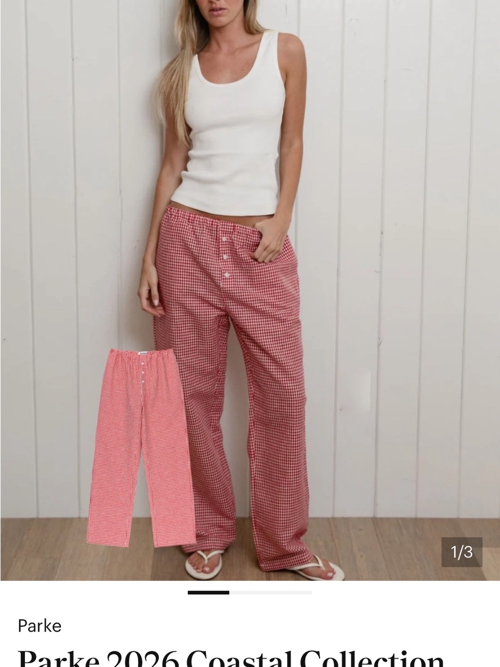 Blue Gingham Linen Pant with Button Front - Picture 2 of 3